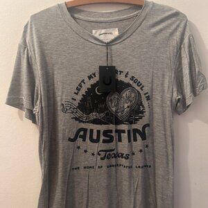 Free People x Understated Leather Heart & Soul AUSTIN Heather Gray Oversized Tee